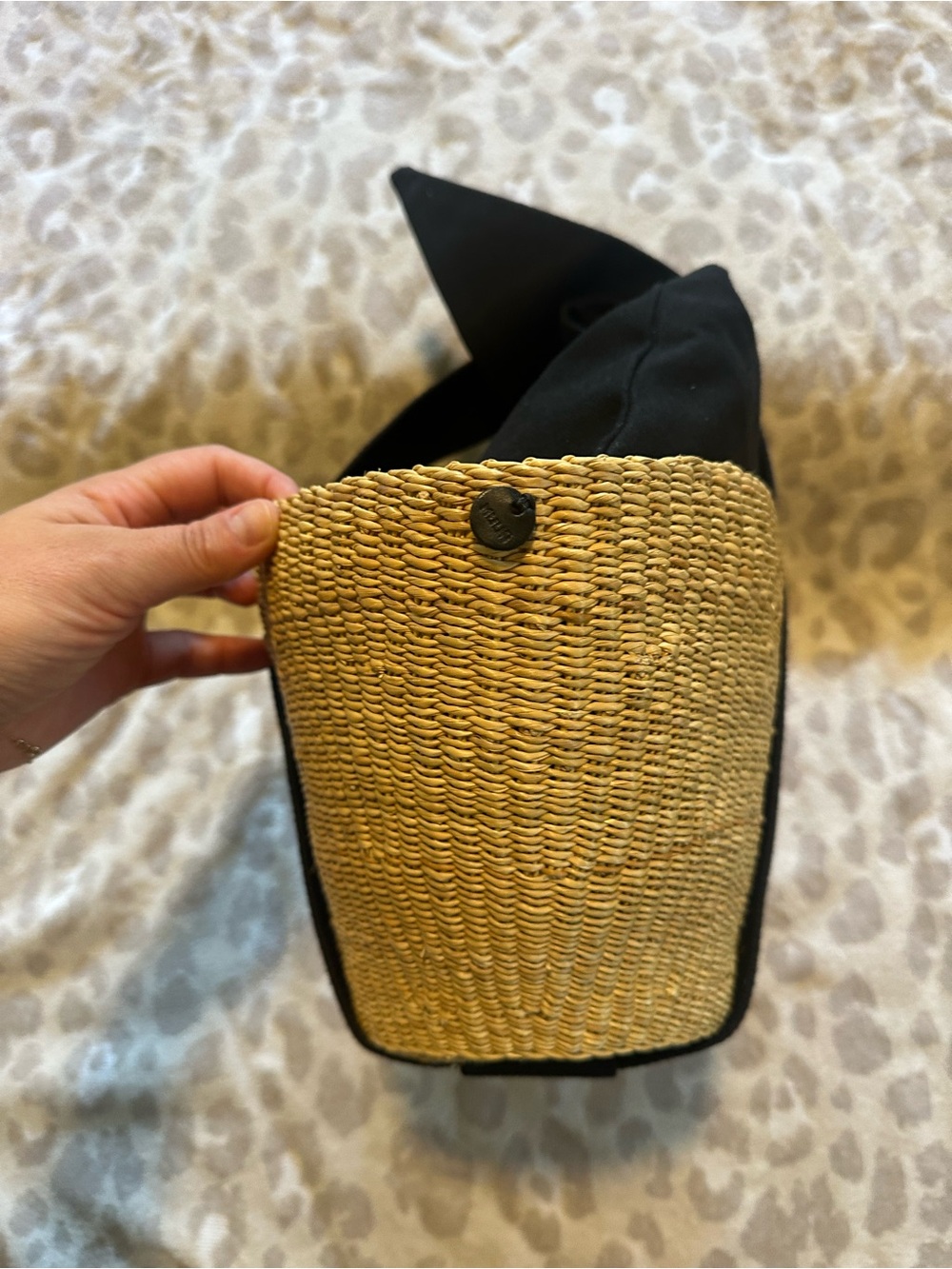 Sophie mini webbing-trimmed woven straw tote - Picture 5 of 7
